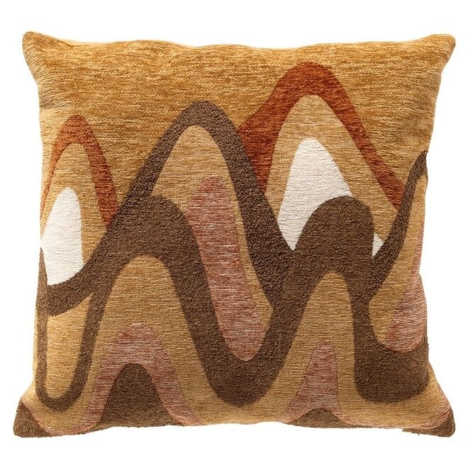 MOUNA - sierkussen 45x45 cm - organisch motief - Honey Mustard - multicolour