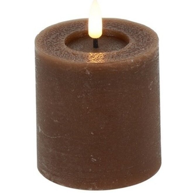 Stompkaars rustiek Ø7,5CM x H8CM LED Bruin