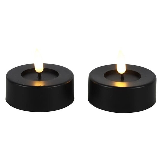 LED Kaars Maxi theelicht Ø6,7CM ro Lyonie s2 zwart-6,7x6,7x5,5CM