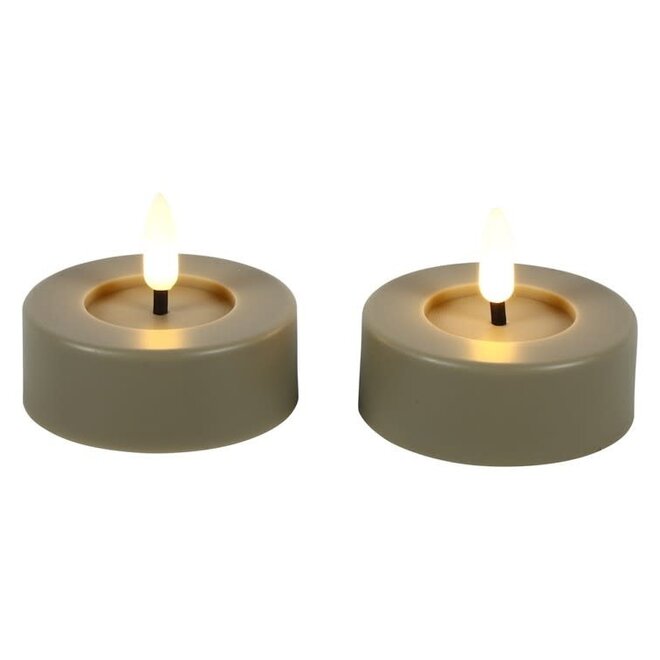 LED Kaars Maxi theelicht Ø6,7CM ro Lyonie s2 beige-6,7x6,7x5,5CM