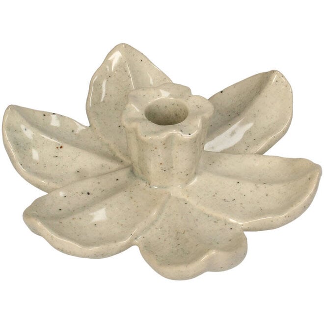 Kandelaar Bloem Keramiek Beige 17x17x4.5cm