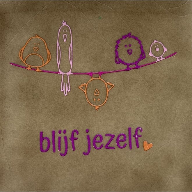 Tegeltje blijf jezelf taupe/paars(oranje-warmroze)