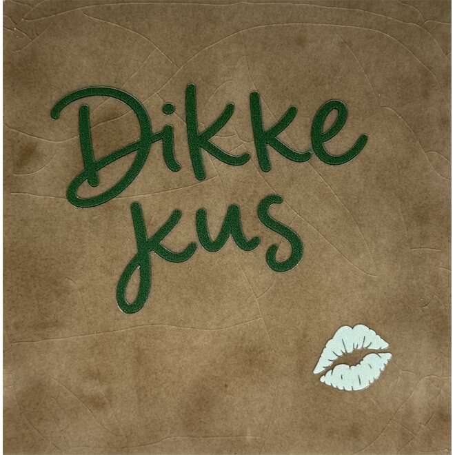 Tegeltje dikke kus klein nieuw taupe/donkergroen(lichtgroen)