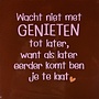 Tegeltje wacht niet met genieten… kastanje/warmroze(oranje)