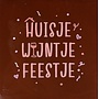 Tegeltje huisje wijntje feestje kastanje/combi