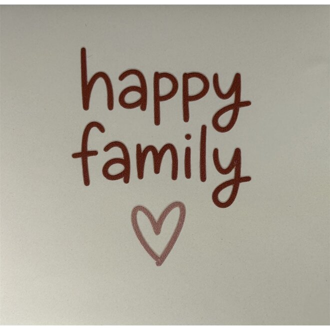 Tegeltje happy family nieuw creme/taupe(nude roze)