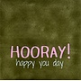 Tegeltje hooray happy you day nieuw olijf/warmroze(lichtgroen)