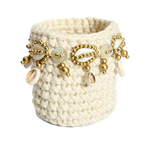 Bazar Bizar The Gold Macrame Candle Holder - Natural - 12 cm Bazar Bizar The Gold Macrame Candle Holder - Natural - 12 cm