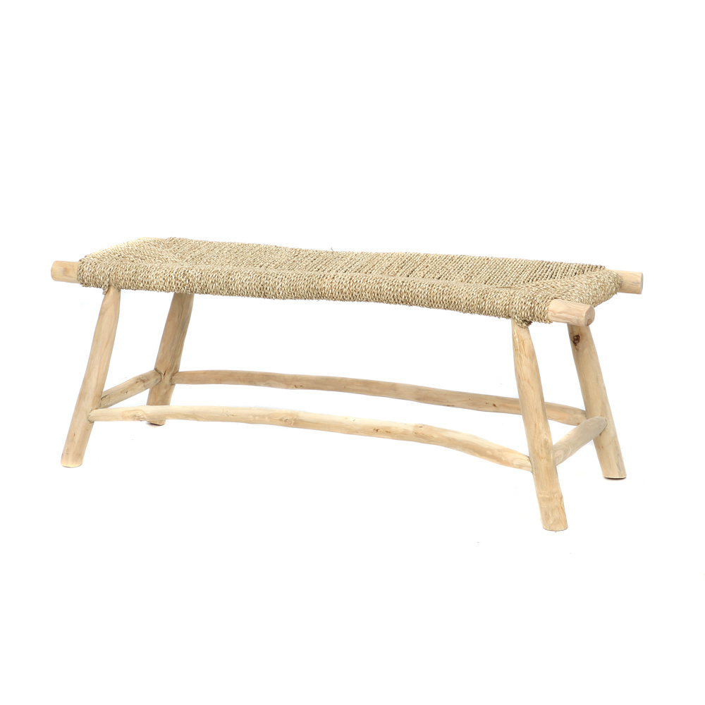 Bazar Bizar The Porto Seagrass Bench Natural 120 Cm Raffia Boho Living