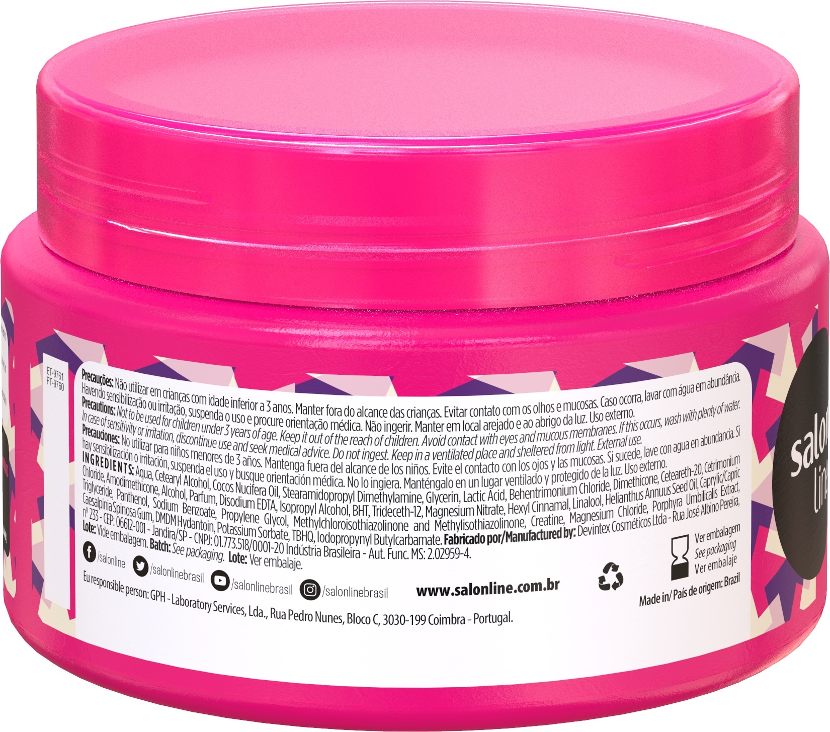 Salon Line Meu Liso Hydration Mask Demais Incredible 300 Gr Crown Blue Cosmetics