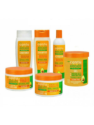 Cantu CANTU ADVOCADO TOTAL KIT (SHAMPOO, CONDTIONER, LEAVE IN, CURLING CREAM AND CURL ACTIVATOR) NU MET GRATIS CANTU ADVOCADO GEL 18 OZ.