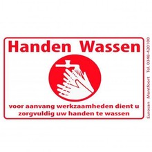 Tekststicker - Handen wassen werkzaamheden