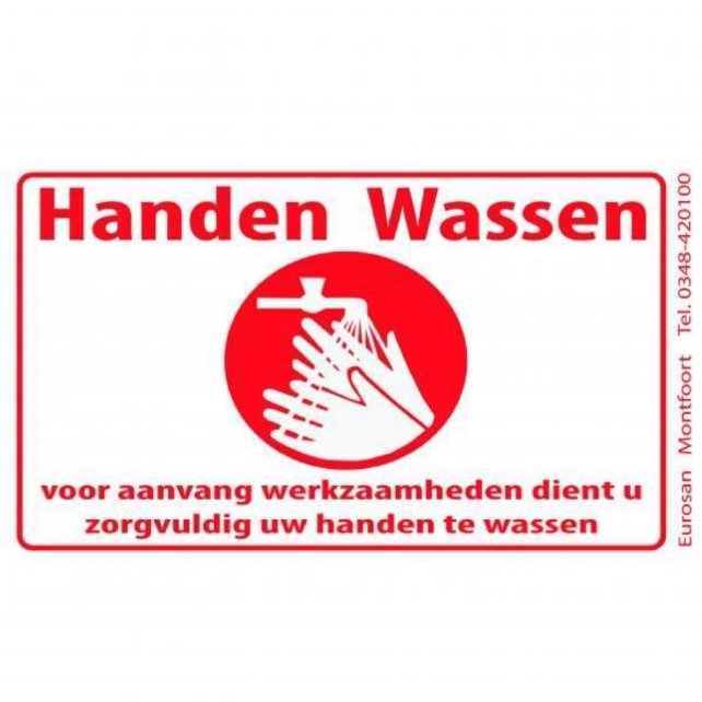 Tekststicker - Handen wassen werkzaamheden