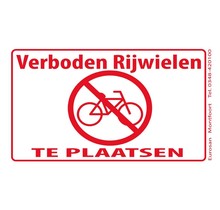 Tekststicker - Verboden rijwielen