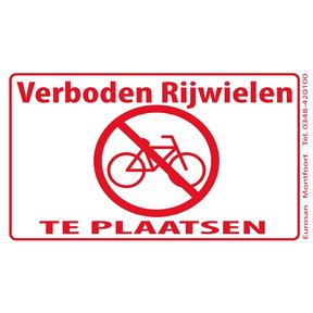 Tekststicker - Verboden rijwielen