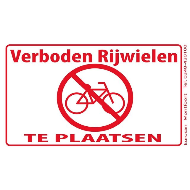 Tekststicker - Verboden rijwielen