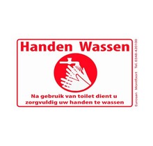 Tekststicker - Handen wassen toilet