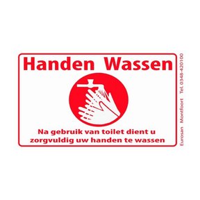 Tekststicker - Handen wassen toilet