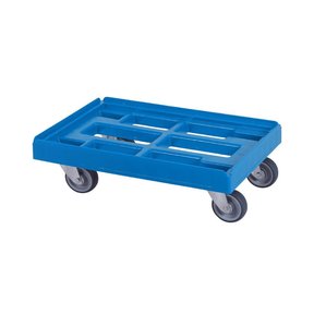 Kunststof onderstel  met 4 wielen met Rvs gaffel en glijlagers wit