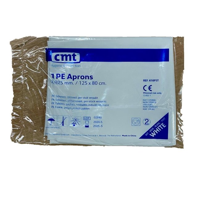 P.E. schorten 125x80, 0.025mm p/100 apart verpakt