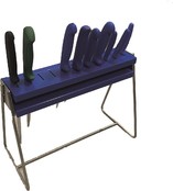 Messenrek houder HDPE met rvs standaard voor 11 messen