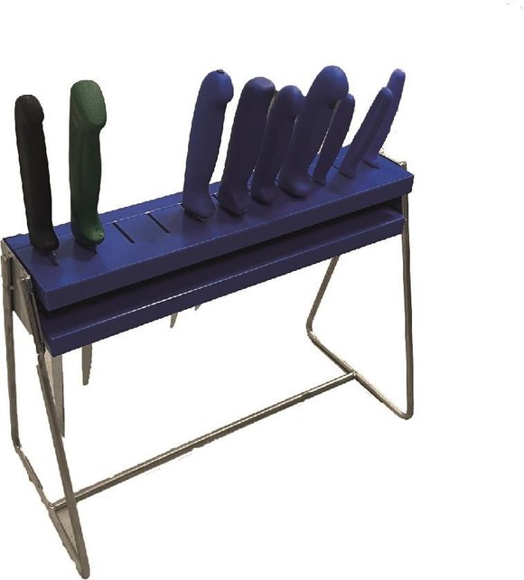 Messenrek houder HDPE met rvs standaard voor 11 messen