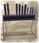 Messenrek houder HDPE met rvs standaard voor 11 messen