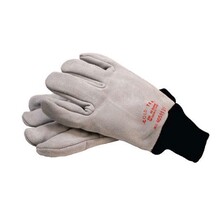 Diepvrieshandschoen Wolfsberg leer,bontvoering met boord