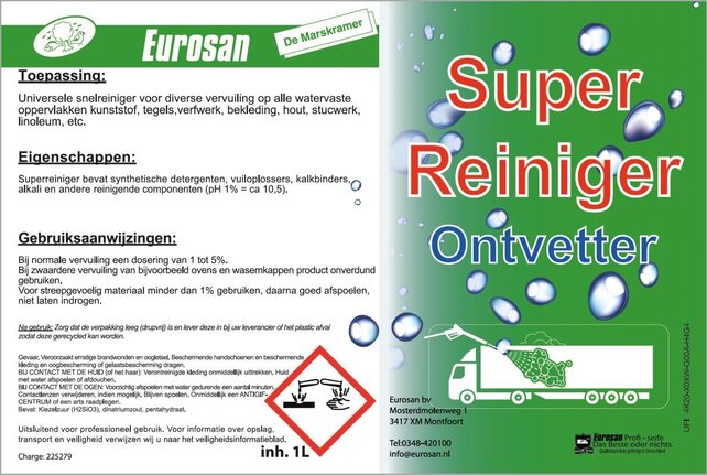 Superreiniger ontvetter sprayflacon a 1 ltr