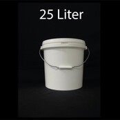 Emmer met metalen beugel wit 25 ltr met deksel