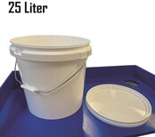 Emmer met metalen beugel wit 25 ltr met deksel