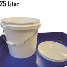 Emmer met metalen beugel wit 25 ltr met deksel