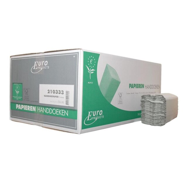 Vouwhanddoeken C-vouwrecycled naturel 1 laags