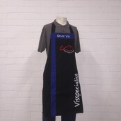 Schort S1 Visspecialist pol/kat T2016 met middenbaan 2 kl met 3 logo's geborduurd