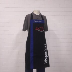 Schort S1 Visspecialist pol/kat T2016 met middenbaan 2 kl met 3 logo's geborduurd