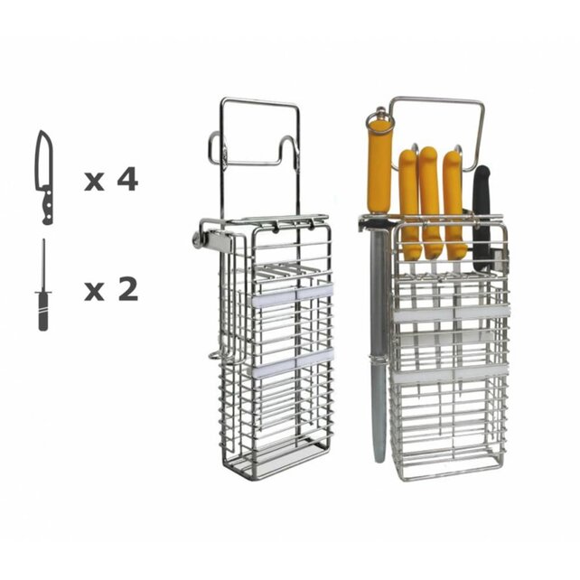 Messenkorf voor 4 messen  2 stalen