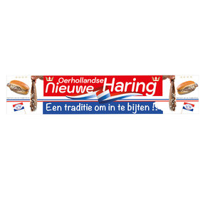 Spandoek Oerhollandse Nieuwe Haring   (een traditie om in te bijten)