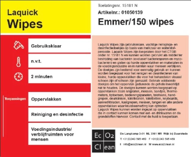 Oxylac   Wipes emmer a 150 stuks desinfectiedoekjes