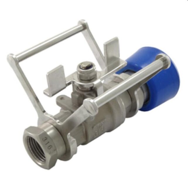 Kogelkraan Rvs met mechanische bescherming en snelkoppeling