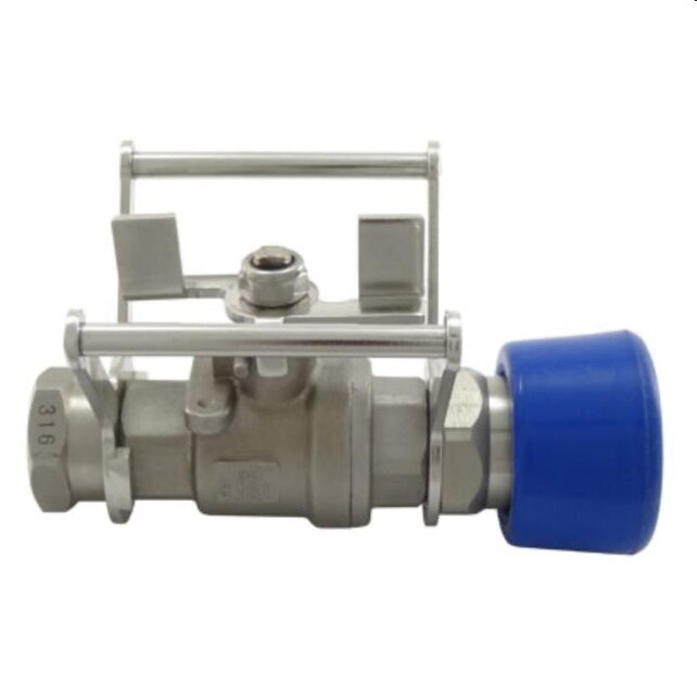 Kogelkraan Rvs met mechanische bescherming en snelkoppeling