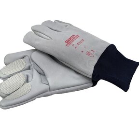 Diepvrieshandschoen Fieberbrunn  leer,bontvoering met boord