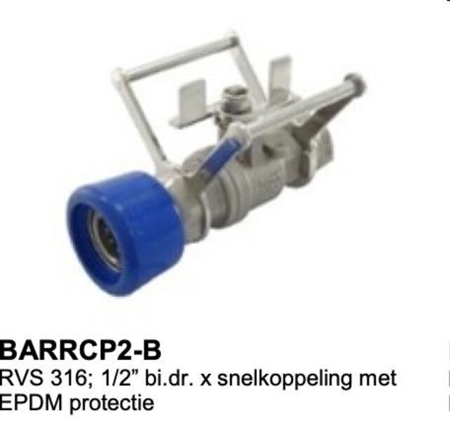 kogelkraan van RVS met rubberbescherming