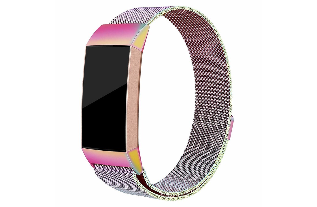 Fitbit Charge 3 / 4 Milanese Band - Regenboog
