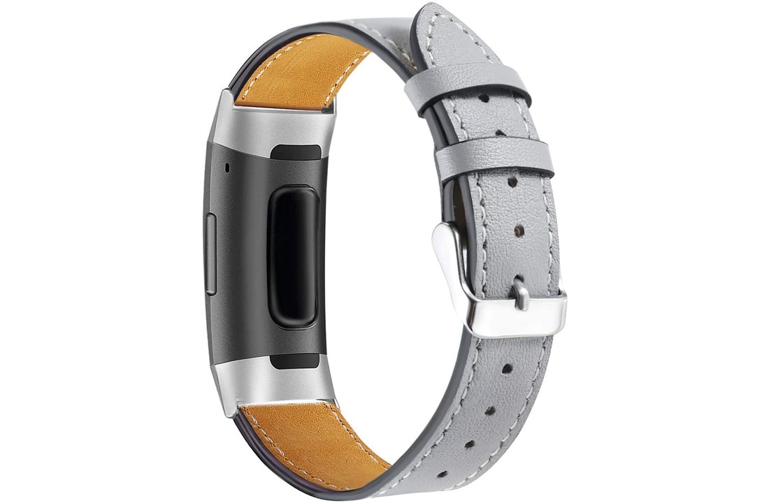 Fitbit Charge 3 / 4 Leer Bandje - Grijs