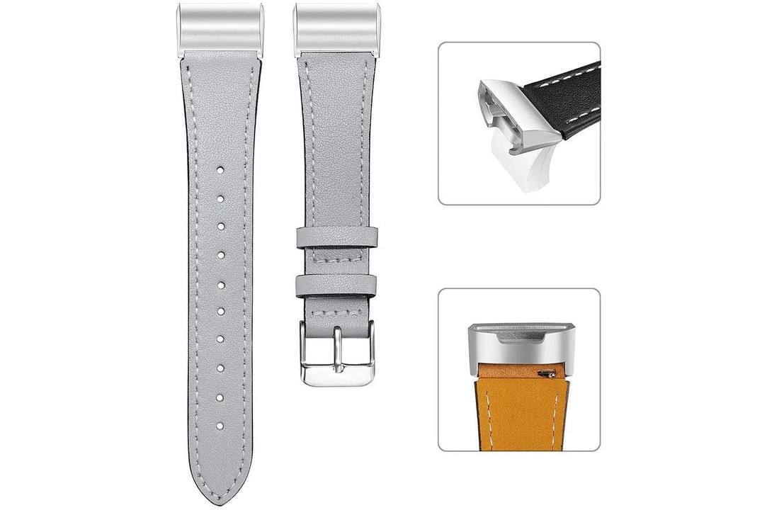 Fitbit Charge 3 / 4 Leer Bandje - Grijs
