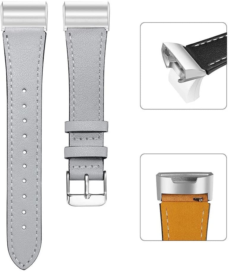 Fitbit Charge 3 / 4 Leer Bandje - Grijs