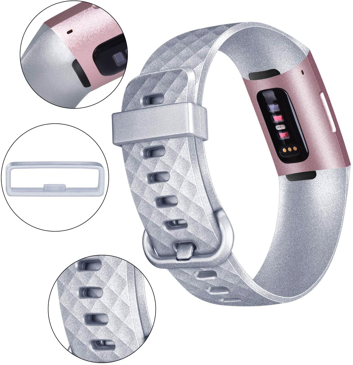 Fitbit Charge 3 / 4 Classic Bandje - Zilver