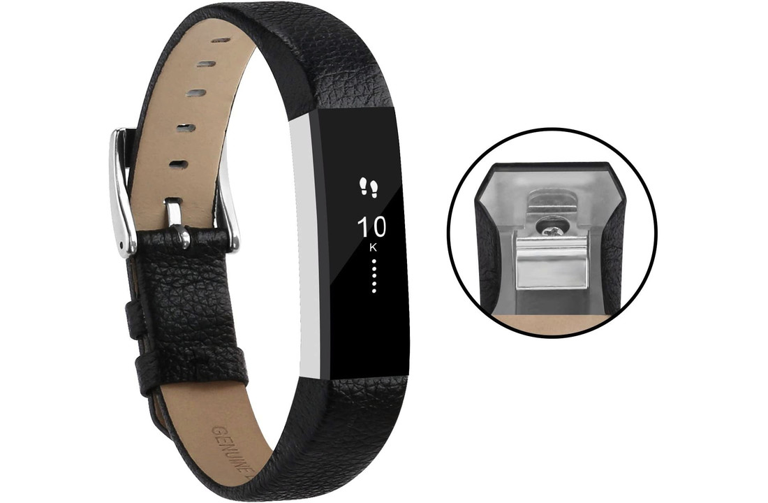 Fitbit Alta HR Leren Bandje - Zwart