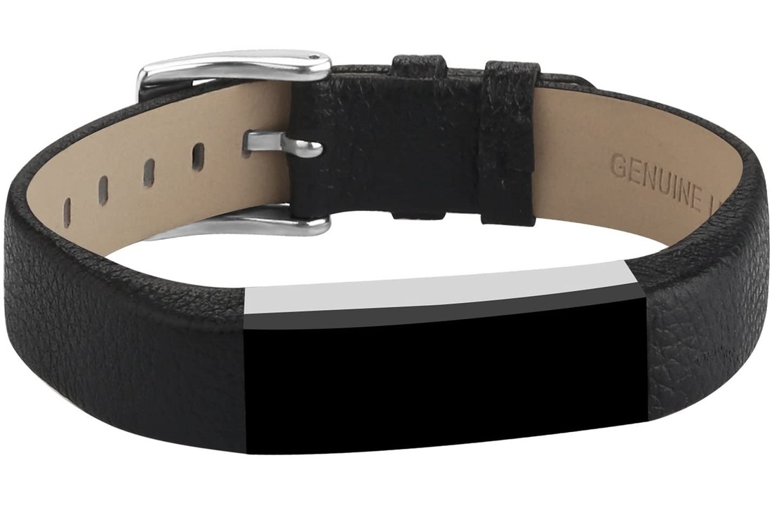 Fitbit Alta HR Leren Bandje - Zwart