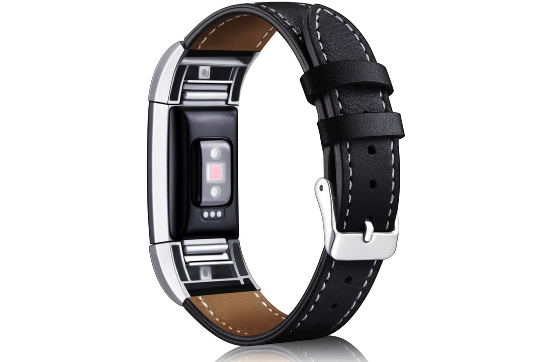 Fitbit Charge 2 Leren Bandje - Zwart